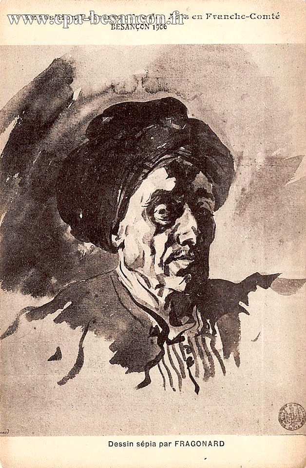 Exposition Rétrospective des Arts en Franche-Comté - BESANÇON 1906 - Dessin sépia par FRAGONARD